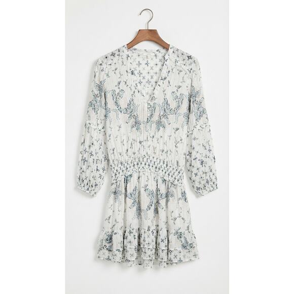 Poupette St. Barth Ilona Printed Mini Dress Black Parrot Medium Coastal Resort - Picture 2 of 7